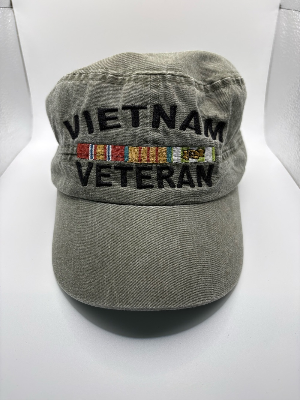 Vietnam Veteran Military Embroidered Service Ribbon Olive Green Hat